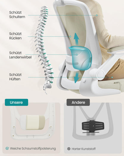 SONGMICS OBN047K01 Ergonomischer Drehstuhl - Cappuccinobeige