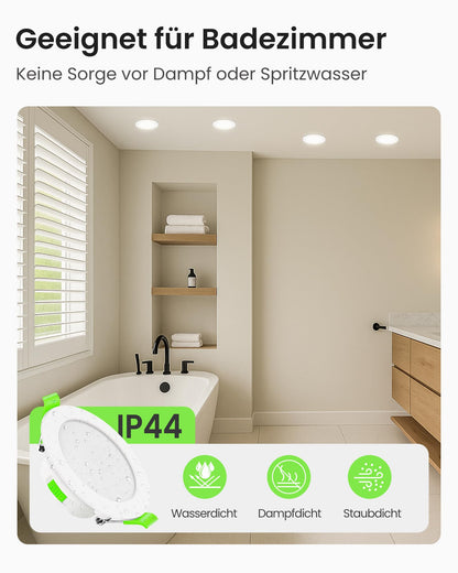 ALUSSO LED Einbaustrahler 230V, dimmbar, IP44, weiss, 12er Set