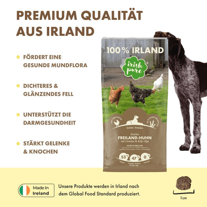 Irish Pure Senior Hundetrockenfutter - Freiland-Huhn, Getreidefrei, 12kg