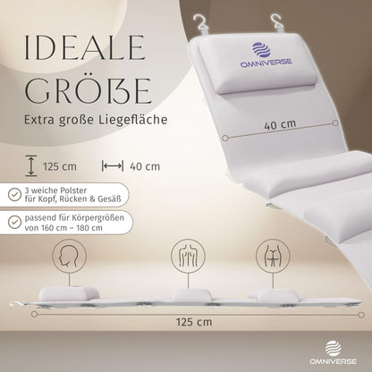 Omniverse Badewannenkissen Ganzkörper Badewannenmatte 125x40cm – Weiss