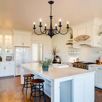 QAREHL Vintage Kronleuchter - Schwarz 6-flammig E14