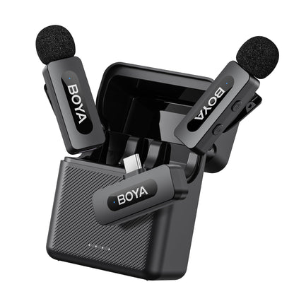 BOYA BY-V30 Wireless-Lavalier-Mikrofon mit USB-C-Empfänger (2er-Pack), Mini-Sender mit drehbarer Klemme