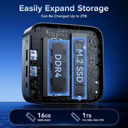 NiPoGi Essenx E1 Mini PC - Intel N97, 16GB, 1TB SSD, Win 11 Pro