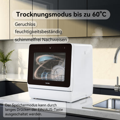 Hermitlux Tischgeschirrspüler Mini – 5 Massgedecke, 5L Tank