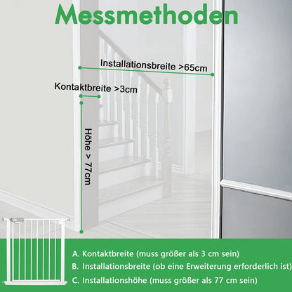 UISEBRT Türschutzgitter ohne Bohren, Auto-Close, 95-105 cm, weiss