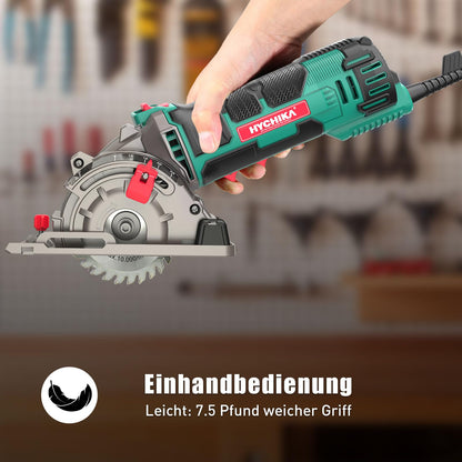HYCHIKA Mini Handkreissäge 500W - Für Holz, Metall & Fliesen