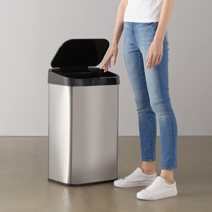 Amazon Basics Mülleimer Edelstahl Sensor - 60L Rechteckig Silber