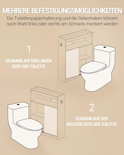 Hzuaneri Badezimmerschrank mit Schiebetür und Toilettenpapierhalter