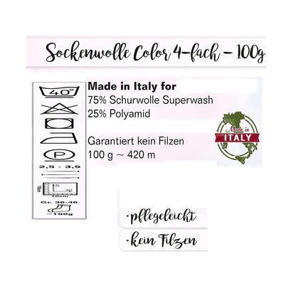 Comfort Wolle Sockenwolle Color 4-fach, 10 x 100 g bunt sortiert