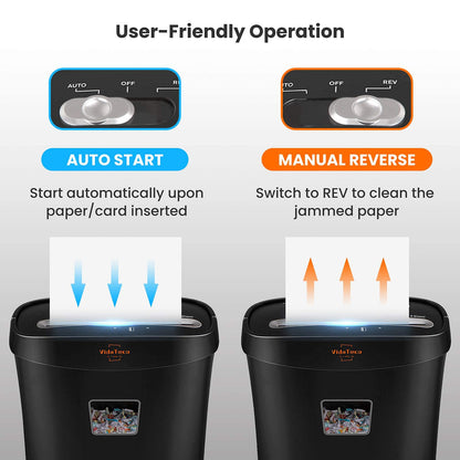 VidaTeco Aktenvernichter Partikelschnitt P-4 10 Blatt Schwarz