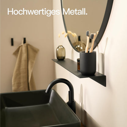 Designfabrik Hamburg Wandregal ohne Bohren, 58 cm, Schwarz