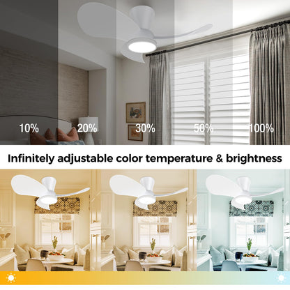 slochi Leiser Deckenventilator mit Beleuchtung - 77cm