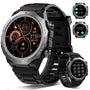 Atheewon S10 Militär-Smartwatch mit Telefonfunktion IP68 Schwarz, 1,39 Zoll Touchscreen, Legierungsrahmen