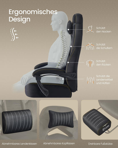 SONGMICS Gaming-Stuhl OBG077B08 - ergonomisch, tintenschwarz