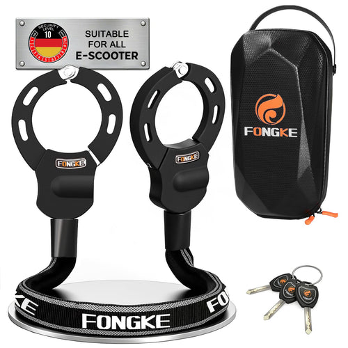 FONGKE E-Scooter Schloss SKS002, Kettenschloss mit 3L Tasche, Stahlkette mit Stoffummantelung und Doppelring