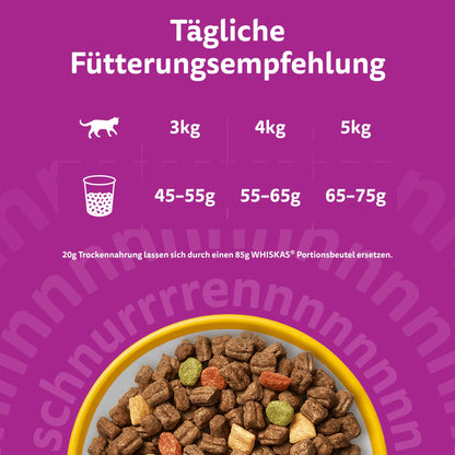 WHISKAS Senior Katzentrockenfutter mit Huhn, 4 x 1,9 kg
