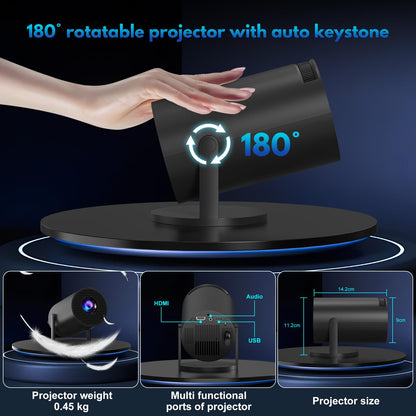 Mini Beamer Tragbarer Smart Projektor 180° - 1080P 4K Dual WiFi