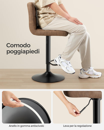 SONGMICS LJB064K02 Barhocker 2er Set - Walnussbraun