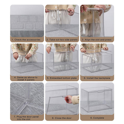 GUDEMAY XL Transparente Stapelbare Acryl Aufbewahrungsbox – 3er Set