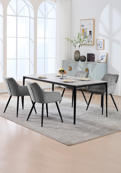 WOLTU Esszimmerstuhl 1er Set, Samt Dunkelgrau mit Armlehnen