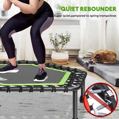 ONETWOFIT 114cm Fitness Trampolin Bungee - Sechskant Grün mit Griff