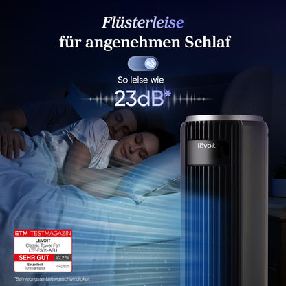 Levoit Turmventilator LTF-F361-AEU, 92 cm, mit Fernbedienung, mattgrau