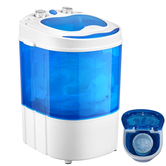 EcoWash Mini Waschmaschine Reisewaschautomat. Kompakte 2-Kammer-Maschine mit 3 kg Kapazität und Schleuder für Reisegebrauch.