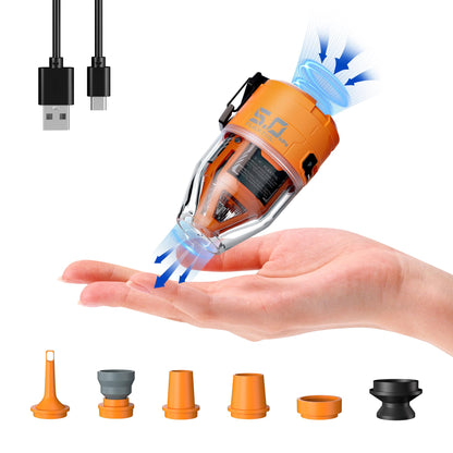 FLEXTAILGEAR MAX Pump 3 Tragbare Luftpumpe mit Licht, Orange, transparente Bauweise, zum Aufblasen und Entleeren