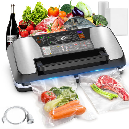 OidoZac Vakuumiergerät 85kPa - Doppelte Schweissnaht Easy-Lock zum Vakuumieren und luftdichten Versiegeln von Lebensmitteln.