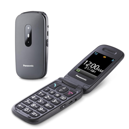 Panasonic KX-TU446EXG Seniorenhandy, Klapphandy mit SOS-Taste, grau