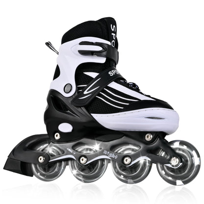 MGYZM Inline Skates Kinder grössenverstellbar mit Leuchtrollen, Aluminiumrahmen, Bremse am rechten Skate