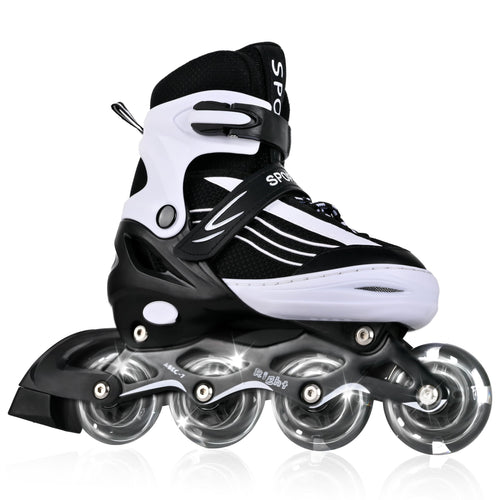MGYZM Inline Skates Kinder grössenverstellbar mit Leuchtrollen, Aluminiumrahmen, Bremse am rechten Skate