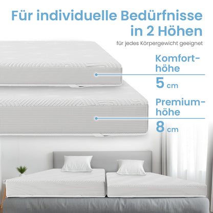 ELONEO Gel Topper 80x200 cm Matratzentopper mit 8 cm Gel-Memory-Schaum