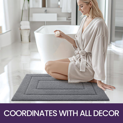 DEXI Badteppich rutschfest für Badezimmer – Grau, 61x152 cm