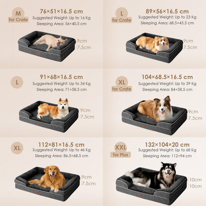 EHEYCIGA Orthopädisches Hundebett Memory Foam - XL, Dunkelgrau
