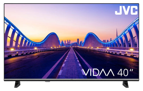 JVC LT-40VDF5455 Fernseher – 40 Zoll Full HD VIDAA Smart TV: Schwarzer, rechteckiger Flachbildschirm zur Wiedergabe von Full HD Inhalten.