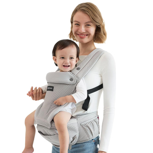 Momcozy Babytrage 2-in-1 Hüftkissen - Neugeborene & Kleinkinder, Grau
