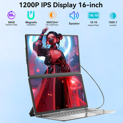 MobileView 16" FHD 1200P Portable Monitor mit drehbarem Ständer