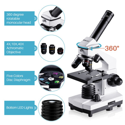 BEBANG 100X-2000X Profi Biologiemikroskop für Kinder & Erwachsene