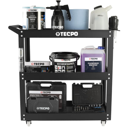 TECPO Werkzeugwagen Rollwagen 3 Ladeflächen – 300 kg Tragkraft