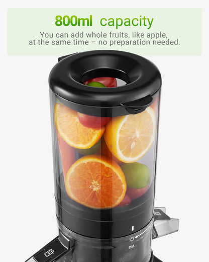 TUUMIIST Slow Juicer 180, Entsafter mit 120 mm Einfüllschacht, schwarz