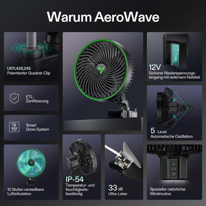 VIVOSUN E6 Gen2 Grow Ventilator, oszillierender Clip-Ventilator