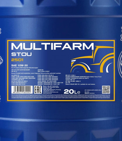 MANNOL Multifarm STOU 10W-30 Motor- und Getriebeöl 20 Liter