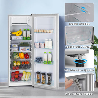 CURECURE Kühlschrank mit Mikro-Gefrierfach 138L - Silber