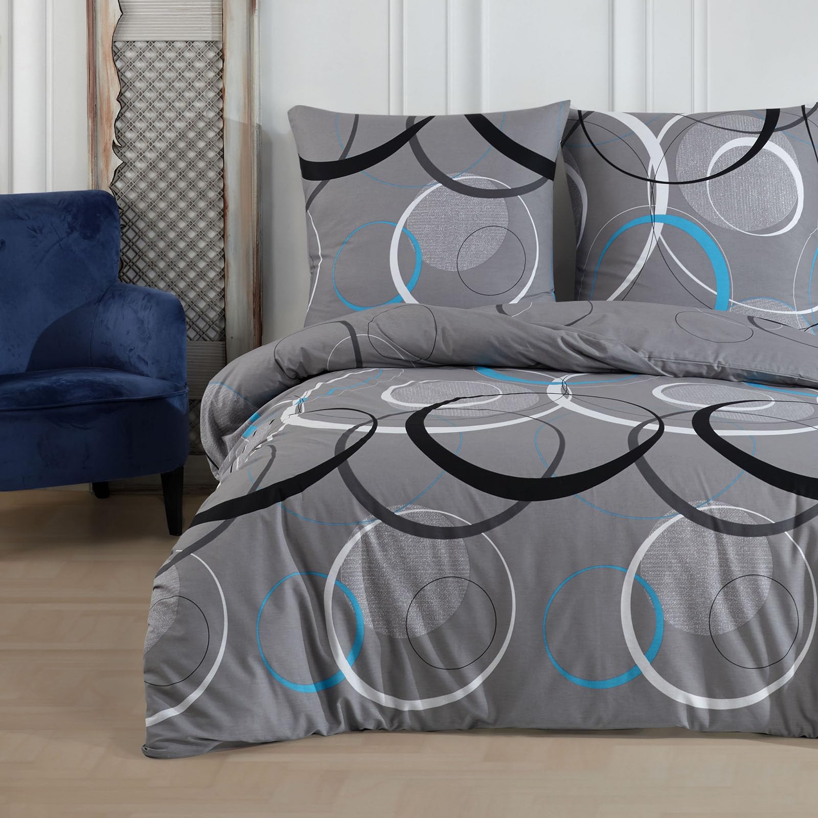 Buymax® Bettwäsche 135x200 100% Baumwolle 4-Teilig Bettbezug. Renforcé-Set mit Reißverschluss für Betten.