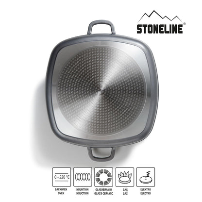 STONELINE Servierpfanne Eckig 32 cm Induktion mit Deckel Grau