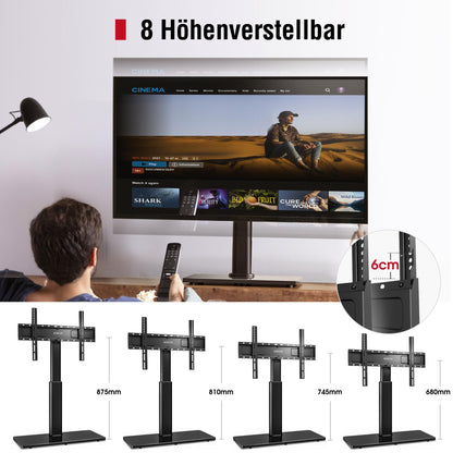 AOKCOS Universal TV Standfuss höhenverstellbar bis 85 Zoll – Schwarz