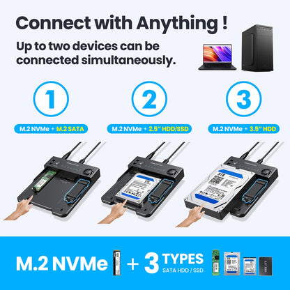 GRAUGEAR Bidirektionale Clone Station für M.2 & 2.5"/3.5" SSDs/HDDs