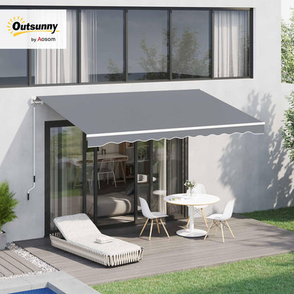 Outsunny Klemmmarkise 395cm – Balkon Sonnenschutz Weiss-Grau