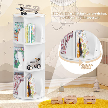 WOLTU Drehbares Kinderzimmer Bücherregal 3 Ebenen – Weiss